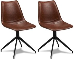 Giga Meubel Eetkamerstoel Isabel - Lichtbruin Kunstleer - Set van 2