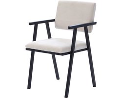 Giga Meubel Eetkamerstoel Linn - Beige Stof - Zitbreedte 48cm - Set van 2