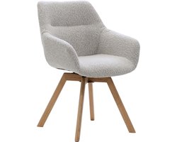 Giga Meubel Eetkamerstoel Loïs - Beige - Stof/Eikenhout - Draaibaar - Set van 2