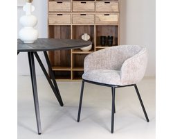 Giga Meubel Eetkamerstoel Mae - Beige Stof - Zithoogte 51cm - Set van 2