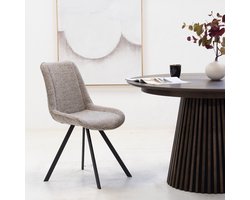 Giga Meubel Eetkamerstoel Mika - Taupe - Stof - 60x53x86cm - Set van 2