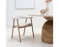 Giga Meubel Eetkamerstoel Mila - Beige/Naturel - Zithoogte 48cm - Set van 2