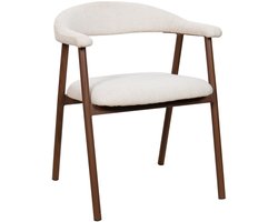 Giga Meubel Eetkamerstoel Mila - Beige/Walnoot - Zithoogte 48cm - Set van 2