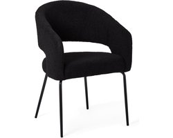 Giga Meubel Eetkamerstoel Natalie - Zwart Bouclé - Zithoogte 49cm
