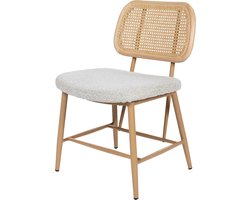 Giga Meubel Eetkamerstoel Nienke - Rotan/Stof Beige - Set van 2
