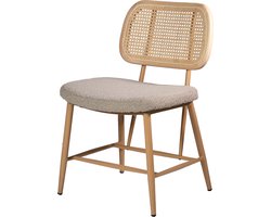 Giga Meubel Eetkamerstoel Nienke - Rotan/Stof Taupe - Set van 2
