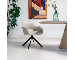 Giga Meubel Eetkamerstoel Nola - Polyester/Metaal - Beige - Set van 2