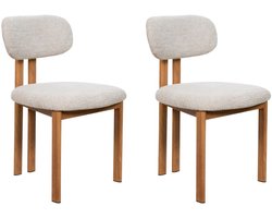 Giga Meubel Eetkamerstoel Noor - Stof/Staal - Beige/Naturel - Set van 2