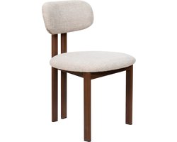 Giga Meubel Eetkamerstoel Noor - Stof/Staal - Beige/Walnoot - Set van 2