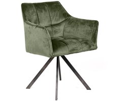Giga Meubel Eetkamerstoel Raster - Groen Velvet - Draaibaar - Set van 2