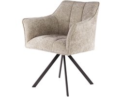 Giga Meubel Eetkamerstoel Raster - Zand - Draaibaar - Set van 2