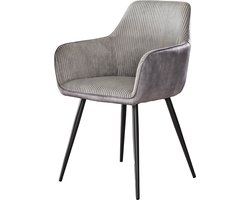 Giga Meubel Eetkamerstoel Rib - Grijs Ribstof