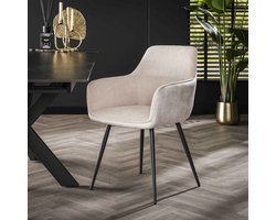 Giga Meubel Eetkamerstoel Rib - Wit Ribstof - Set van 2