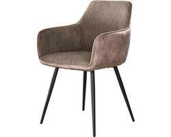 Giga Meubel Eetkamerstoel Rib - Zand Ribstof - Set van 2