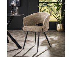 Giga Meubel Eetkamerstoel Salon Tissee - Zand Bouclé - Set van 2