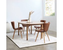 Giga Meubel Eetkamerstoel Teslin - Bruin PU-Leer - Set van 2