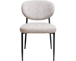 Giga Meubel Eetkamerstoel Vajèn Beige – Chenille – Zwart Metalen Onderstel – Set van 2