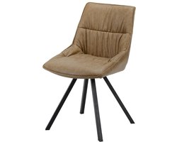Giga Meubel Eetkamerstoel Vierpoot - Bruin PU Leer - Zithoogte 46cm