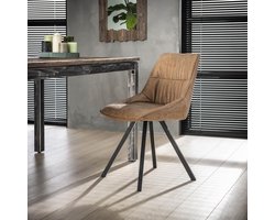 Giga Meubel Eetkamerstoel Vierpoot - Bruin PU Leer - Zithoogte 46cm - Set van 4