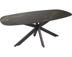Giga Meubel Eetkamertafel Ceramic Fossil - Zwart Keramiek - 180x90x76cm