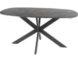 Giga Meubel Eetkamertafel Deens Ovaal - Zwart Marmerlook - 150x90x76cm