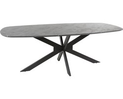 Giga Meubel Eetkamertafel Deens Ovaal - Zwart Marmerlook - 215x105x77cm