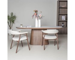Giga Meubel Eettafel Alba - Wit Keramiek/Walnoot - 200x90x77cm