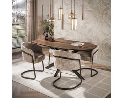 Giga Meubel Eettafel Arhus Solid - Deens Ovaal Bruin Hout - 180x95x77cm