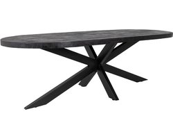 Giga Meubel Eettafel Barn - Zwart Mangohout Metaal - 300x100x78cm