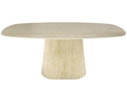 Giga Meubel Eettafel Centro - Deens Ovaal Keramiek Travertin - 180x90x76cm