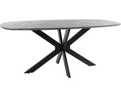 Giga Meubel Eettafel Deens Ovaal - 180cm - Zwart Marmerlook - 4-6 Personen