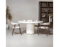 Giga Meubel Eettafel Eden - Wit Eco Composiet - Betonlook - Rond - 120x120x75cm