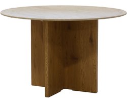 Giga Meubel Eettafel Faria Rond - Marmer - Naturel - 120x120x76cm