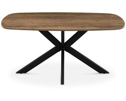 Giga Meubel Eettafel Jaimy - Deens Ovaal Donkerbruin Hout - 160x90x76cm