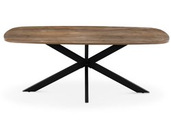 Giga Meubel Eettafel Jaimy - Deens Ovaal Donkerbruin Hout - 200x100x76cm