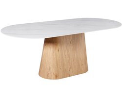 Giga Meubel Eettafel Madia - Wit Keramiek/Naturel - 200x90x75cm