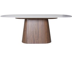 Giga Meubel Eettafel Madia - Wit Keramiek/Walnoot - 200x90x75cm