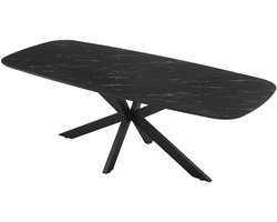 Giga Meubel Eettafel Marco - Deens Ovaal Zwart Hout - 220x100x76cm