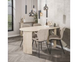 Giga Meubel Eettafel Romano - Off White Keramiek Travertin - 140x80x77cm