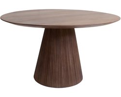 Giga Meubel Eettafel Salvador Rond - Mangohout - Donkerbruin - 130x130x76cm
