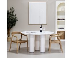 Giga Meubel Eettafel Wout - Rond - Wit - Keramiek - 4 Personen - 130x130x76cm