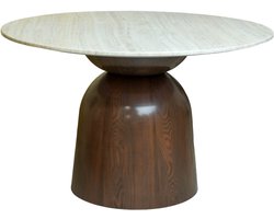 Giga Meubel Eettafel Yuka - Rond Naturel Marmer - 120x120x76cm