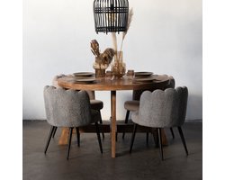 Giga Meubel Eettafel Yvette - 130x130x76cm - Bruin - Mangohout - Rond