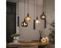 Giga Meubel Hanglamp Sfera Tricolore - Zwart - 7-Lichts - 110x40x150cm