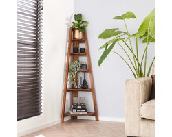 Giga Meubel Hoekrek Angle - Naturel Acaciahout - 148x64x44cm