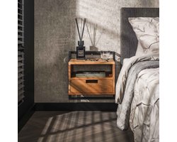 Giga Meubel Nachtkastje Air Solid - Naturel Acaciahout - 44x35x45cm