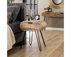 Giga Meubel Nachtkastje Barrel - Naturel Hout - 50x35x60cm