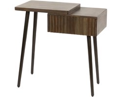 Giga Meubel Nachtkastje Carve Links - Bruin Acaciahout - 60x30x61cm