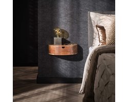 Giga Meubel Nachtkastje Curve - Naturel Acaciahout - 40x20x12cm