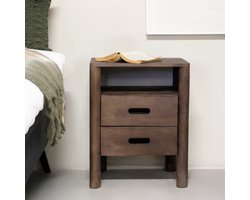 Giga Meubel Nachtkastje Doria - Naturel - Mangohout - 45x38x57cm